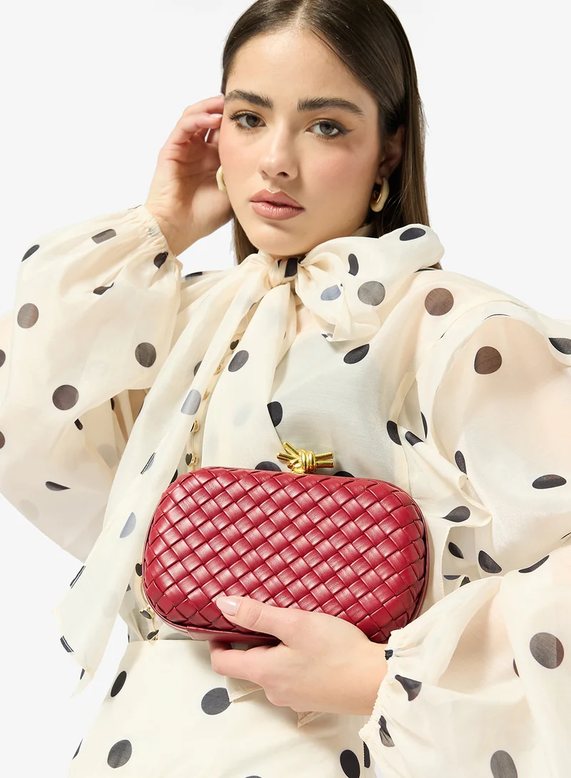 Namshi x Red Woven Textured Gold Accent Detailed Clutches for Women | Best Price UAE